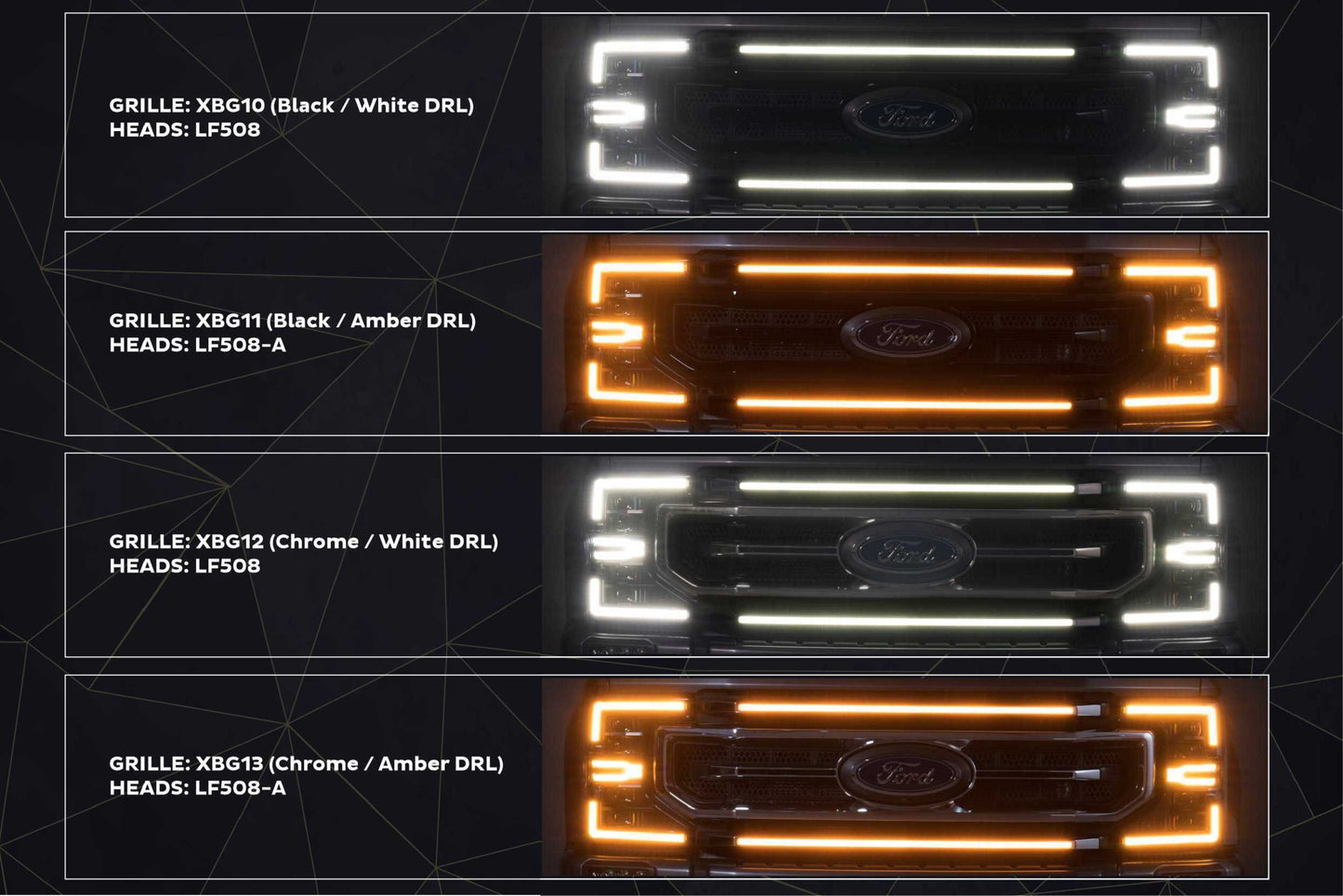 XBG LED Grille: Ford Super Duty (20-22 / Black / Amber DRL)