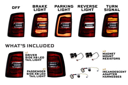 XB LED Tail Lights: Ram HD (19+ / Red Lens / Set)